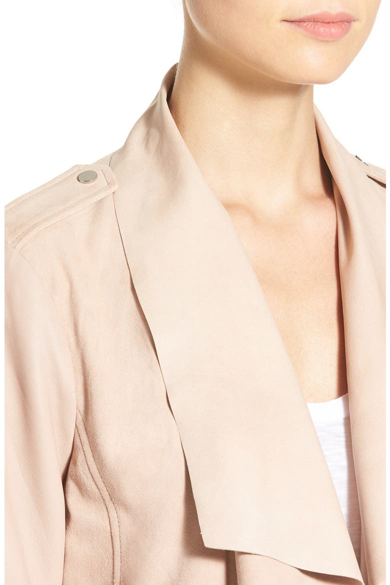Drape Front Suede & Leather Jacket, Alternate, color, BLUSH