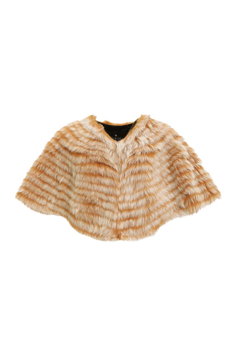 Genuine Shearling Layered Capelet, Alternate, color, ORANGE BRISA