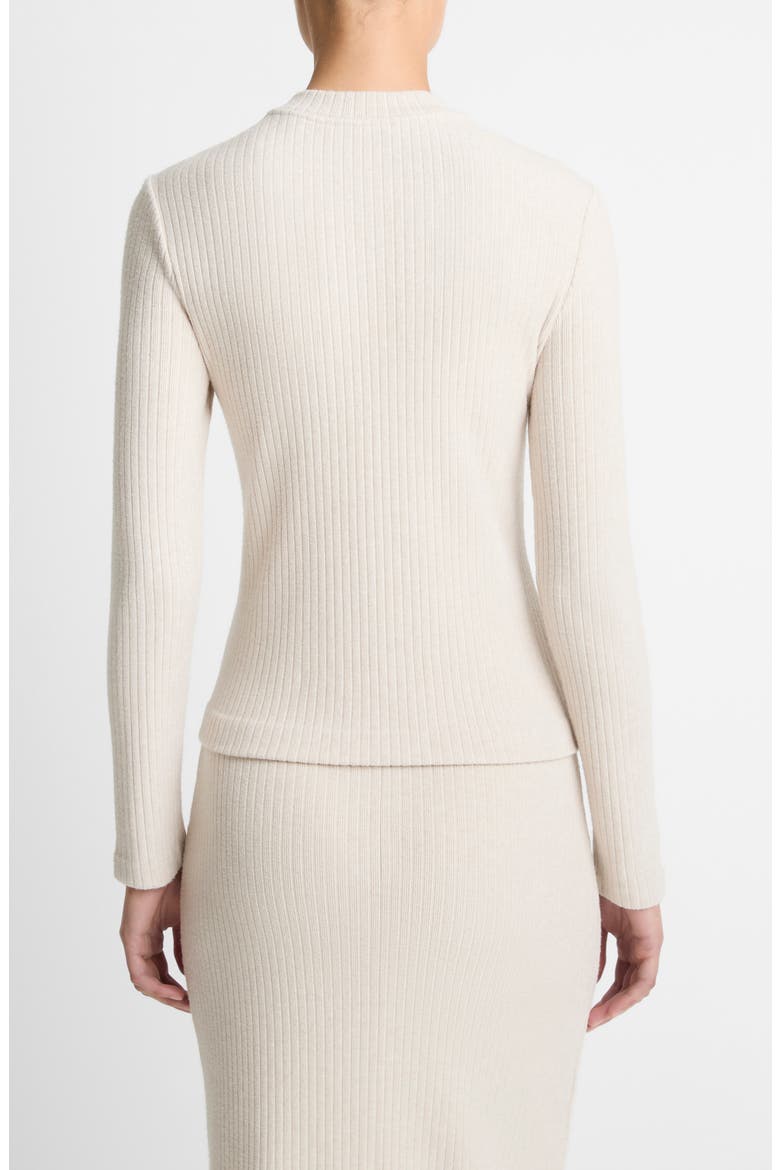 Cozy Rib High V-Neck Top, Alternate, color, HEATHER CREAM OAT