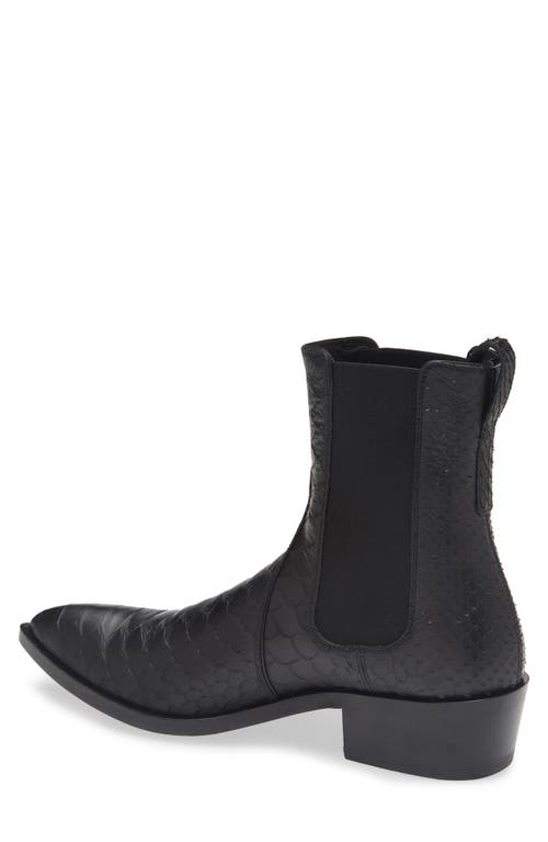 Tom Ford Matt Snakeskin Embossed Pointed Toe Chelsea Boot In Black