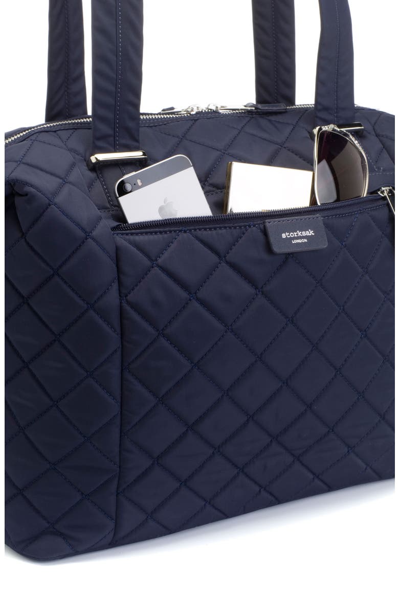 Stevie Quilted Nylon Diaper Bag, Alternate, color, NAVY