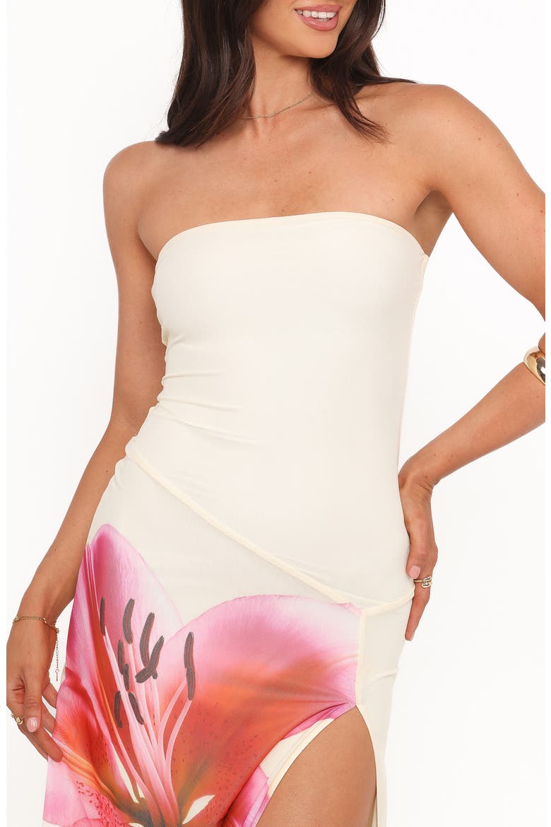 Iridessa Strapless Midi Dress, Alternate, color, YELLOW FLORAL