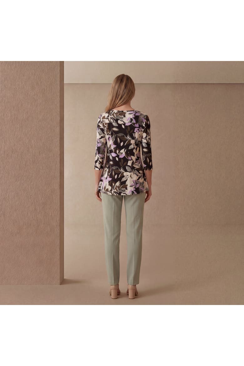 Knit Crepe Sweetheart Neckline Peplum Top, Alternate, color, GREEN MULTI FERNS