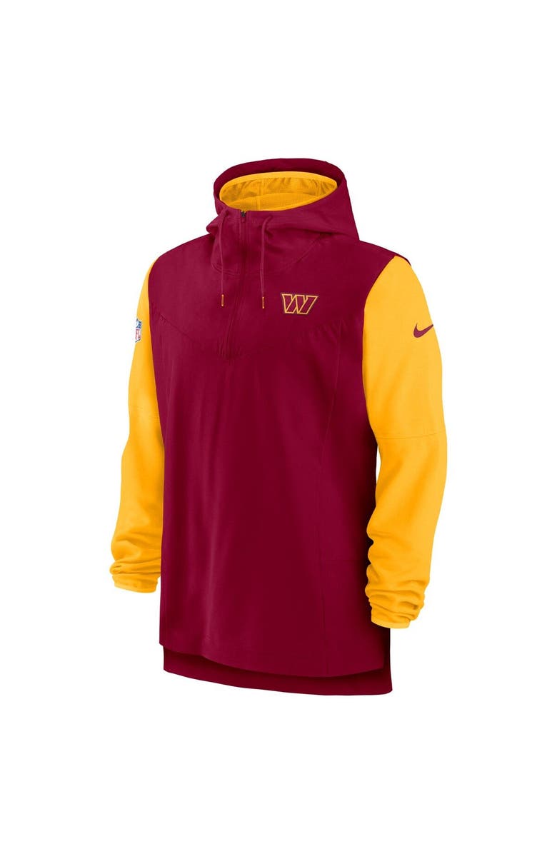 Nike Men's Nike Burgundy/Gold Washington Commanders Sideline Player Quarter-Zip Hoodie, Alternate, color, Burgundy