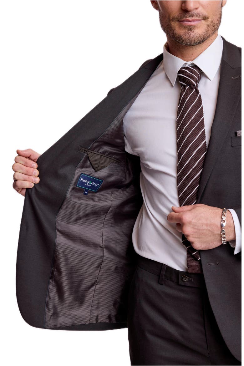 Ashton Slim Fit Peak Lapel Suit Jacket, Alternate, color, DARK CHOCOLATE