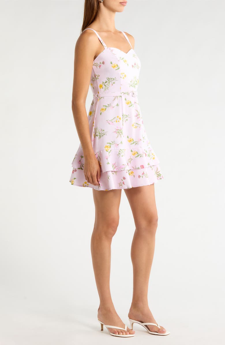 SUGARLIPS Margote Floral Print Ruffle Dress, Alternate, color, Blush-Pink