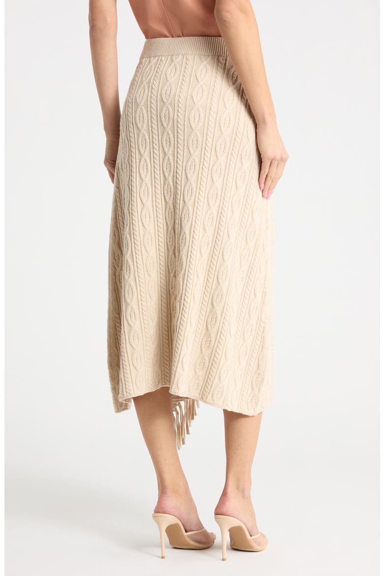 Kara Cable Knit Fringe Midi Skirt, Alternate, color, SAND