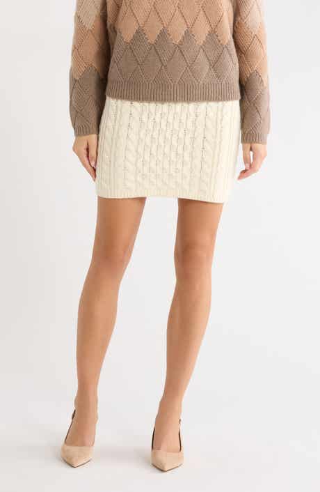 Cable Knit Wool & Cashmere Miniskirt