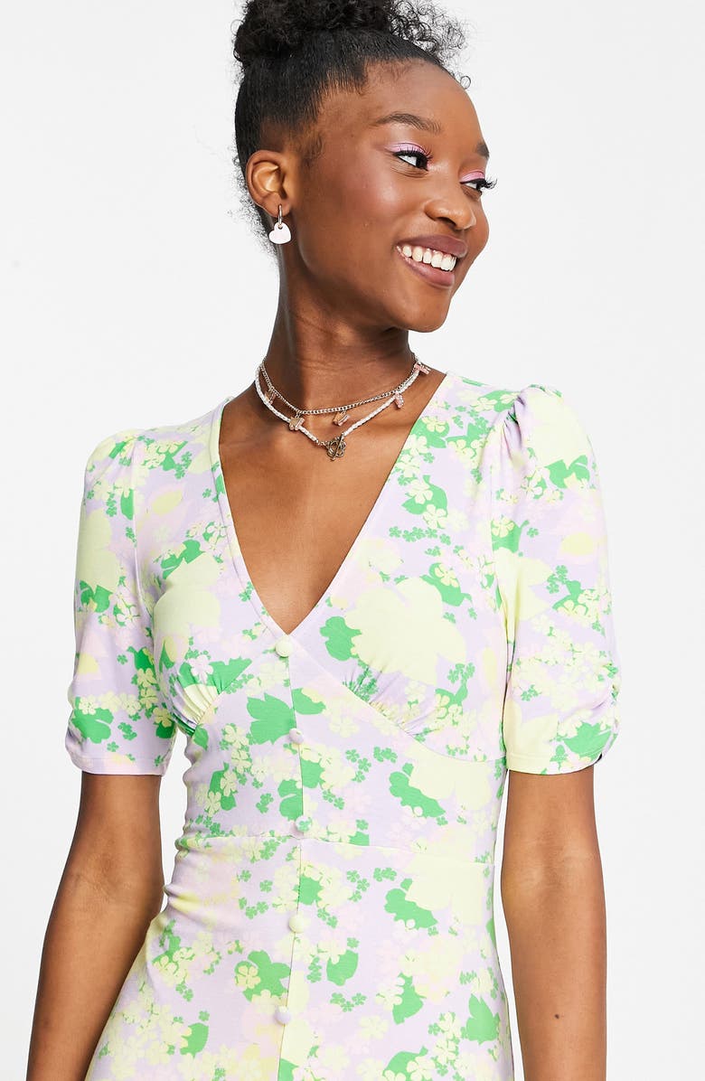 ASOS DESIGN Floral Button-Up Midi Dress, Alternate, color,
