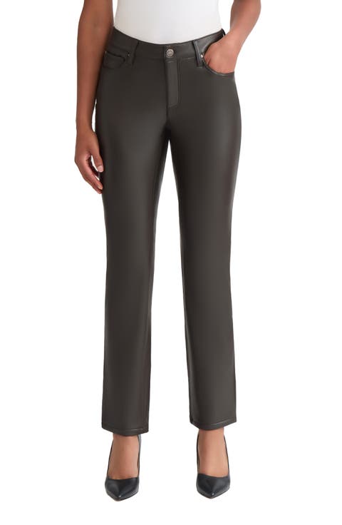 Lexington Faux Leather Straight Leg Pants (Regular & Petite)