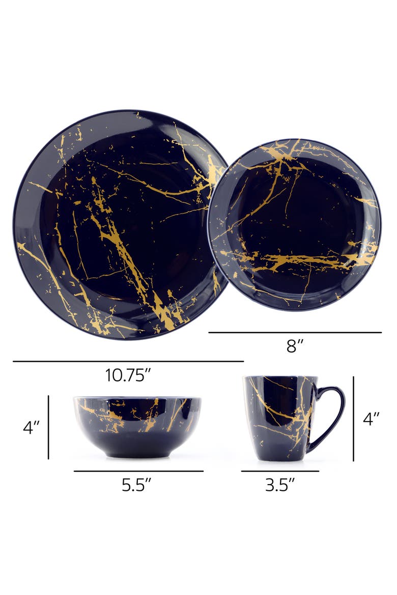 Fine Marble 16 Piece Porcelain Dinnerware Set, Alternate, color, Blue