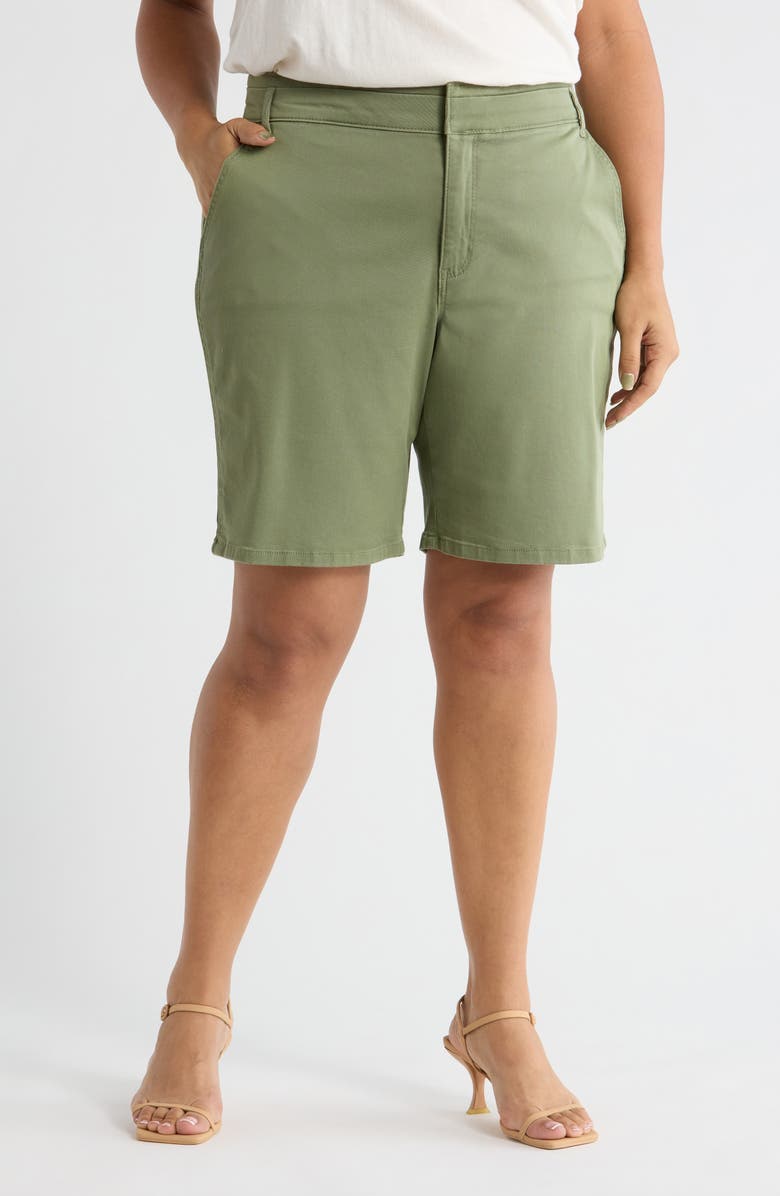Wit & Wisdom Skyrise High Waist Bermuda Shorts, Main, color, Basil
