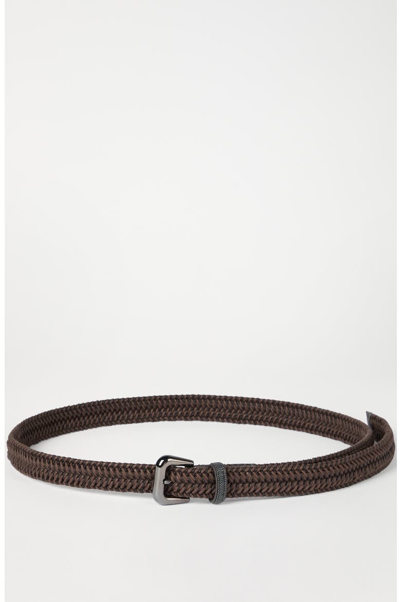 Braided belt with monili, Alternate, color, Rust Brown