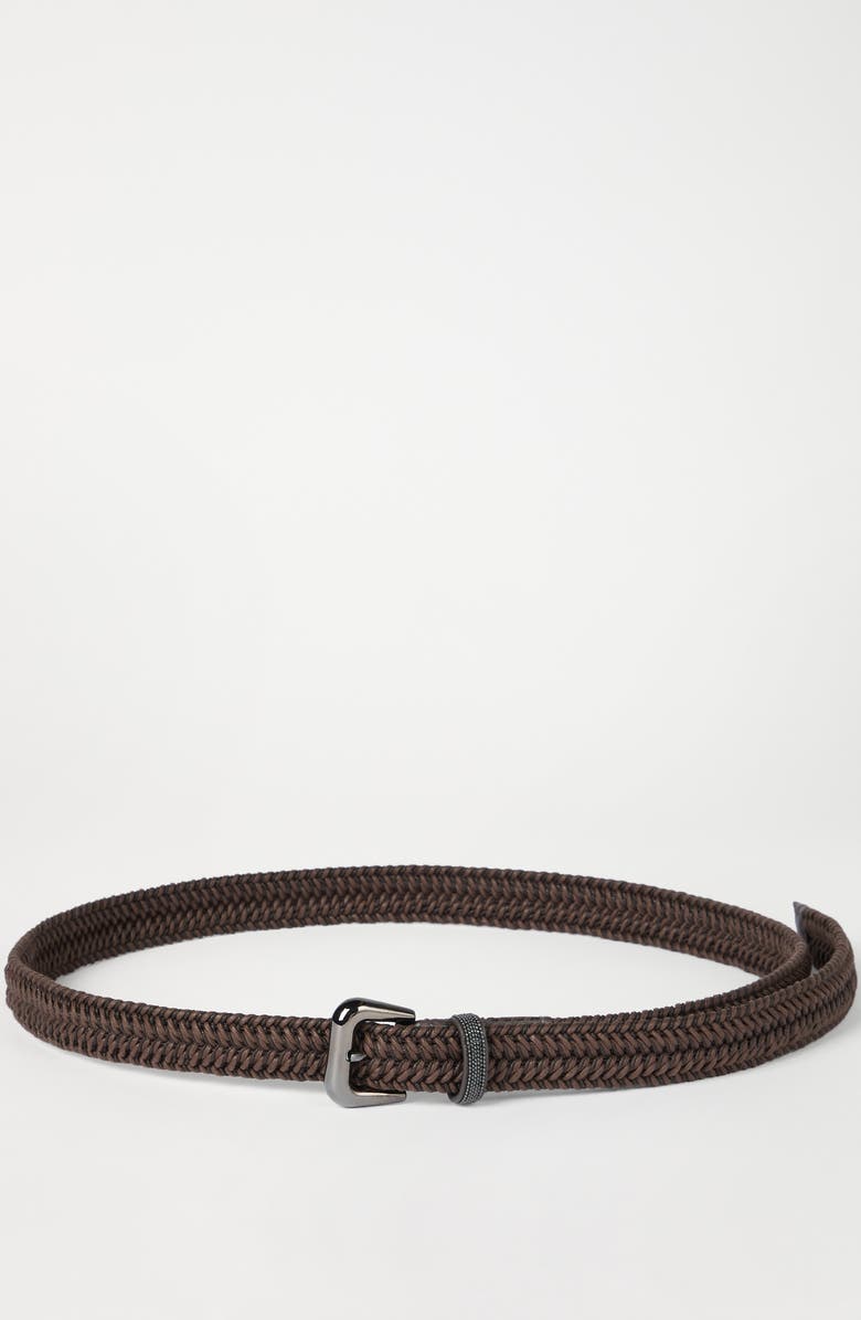 Brunello Cucinelli Braided belt with monili, Alternate, color, Rust Brown