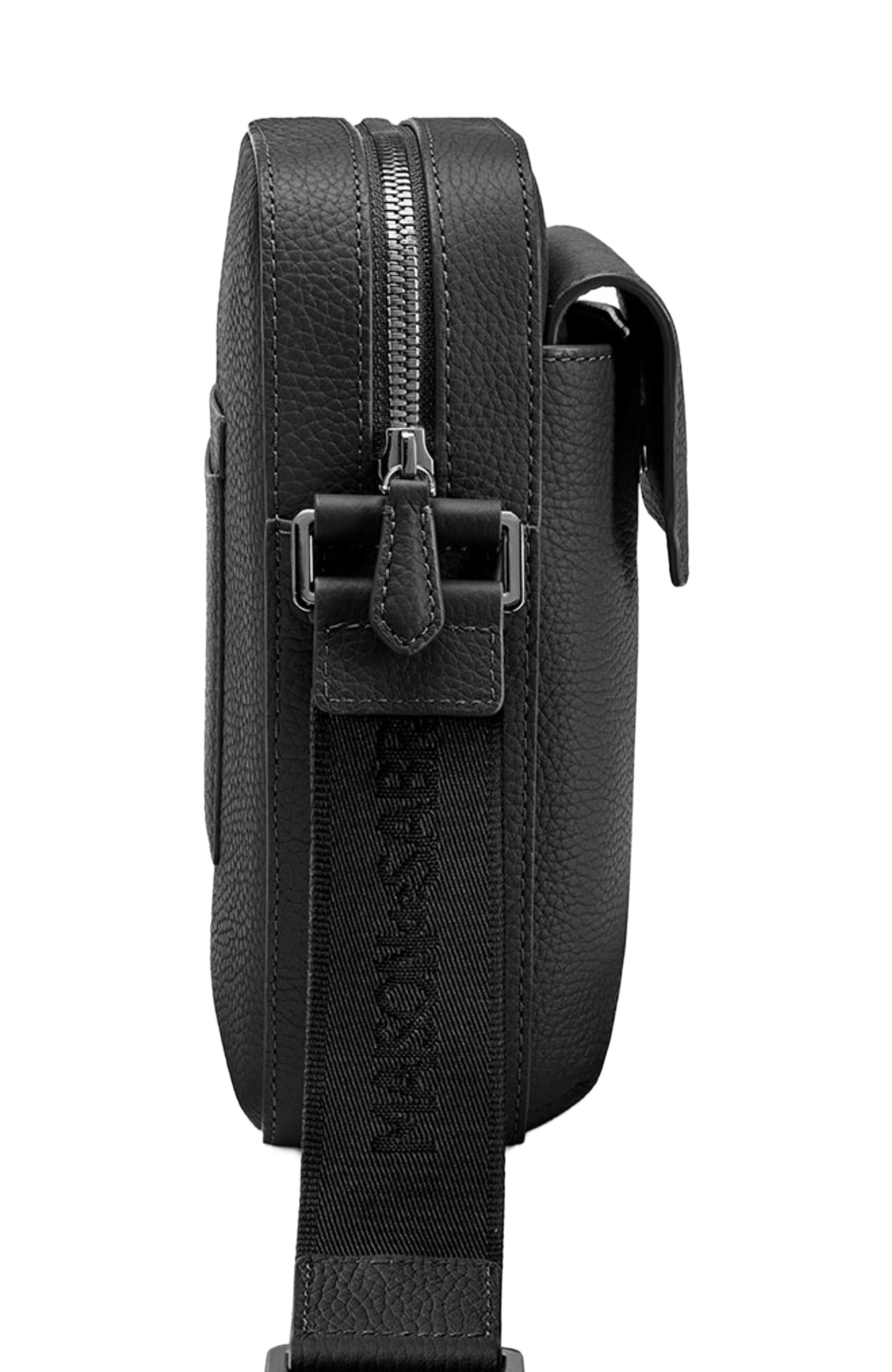 MAISON de SABRÉ Small Leather Messenger Bag, Alternate, color, Black Caviar