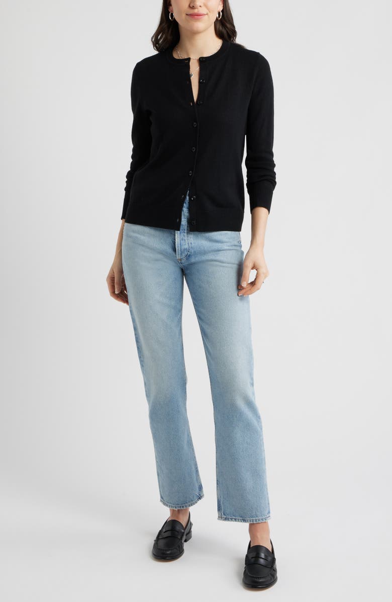 Caslon<sup>®</sup> Merino Wool Blend Cardigan, Alternate, color, Black