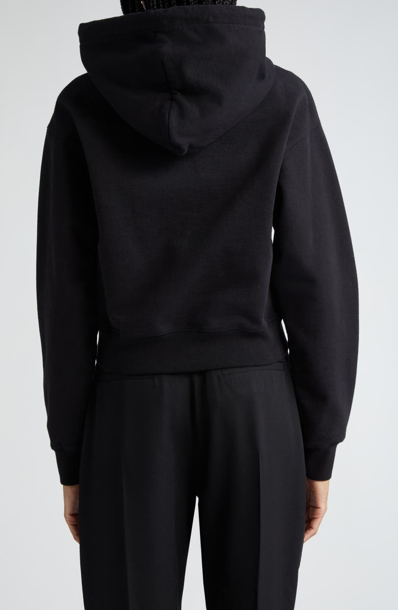 Jacquemus Le Grosgrain Logo Cotton Fleece Crop Hoodie, Alternate, color, 
