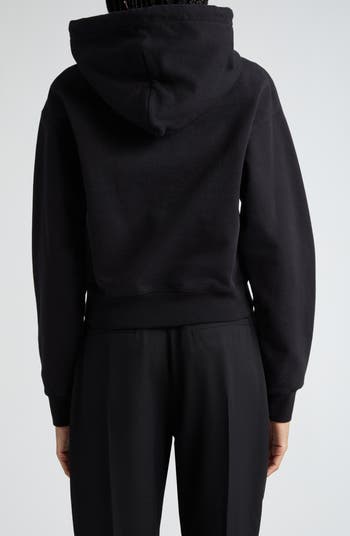 Jacquemus Le Grosgrain Logo Cotton Fleece Crop Hoodie