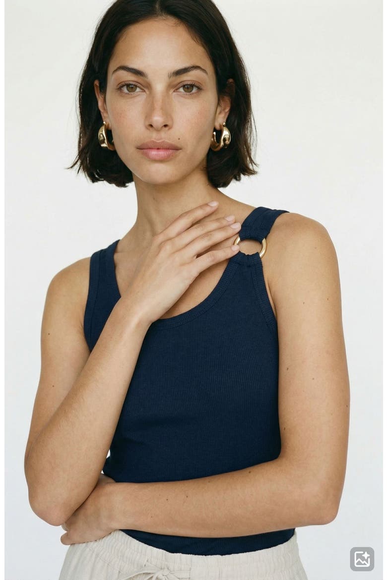 Kiki Scoop Neck Tank, Alternate, color, NAVY BLAZER DETAILMELANGE