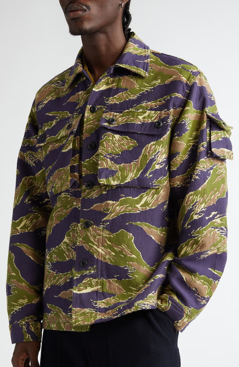 BEAMS Tiger Stripe Jacquard Military Shirt Jacket, Alternate, color, Tiger Stripe 90