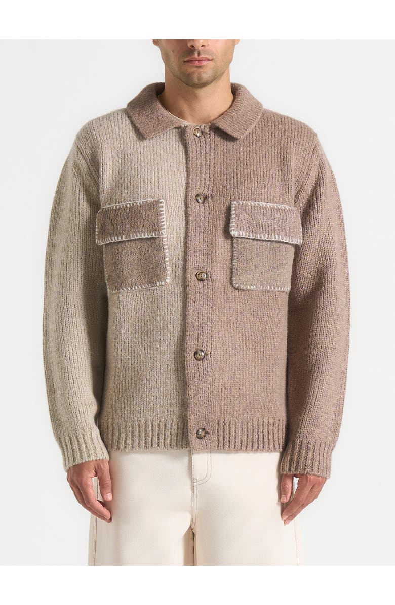 Manière De Voir Jean Mohair-Blend Colour Block Cardigan, Alternate, color, Beige