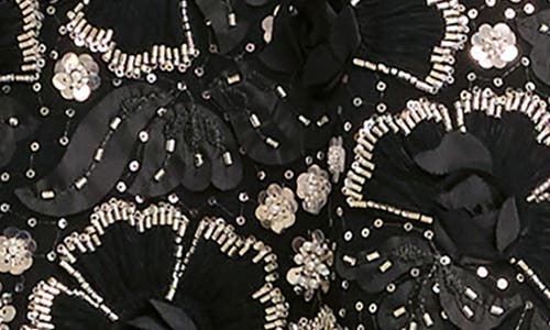 Dress The Population Kerra Embellished Illusion Neck Fit & Flare Minidress In Black