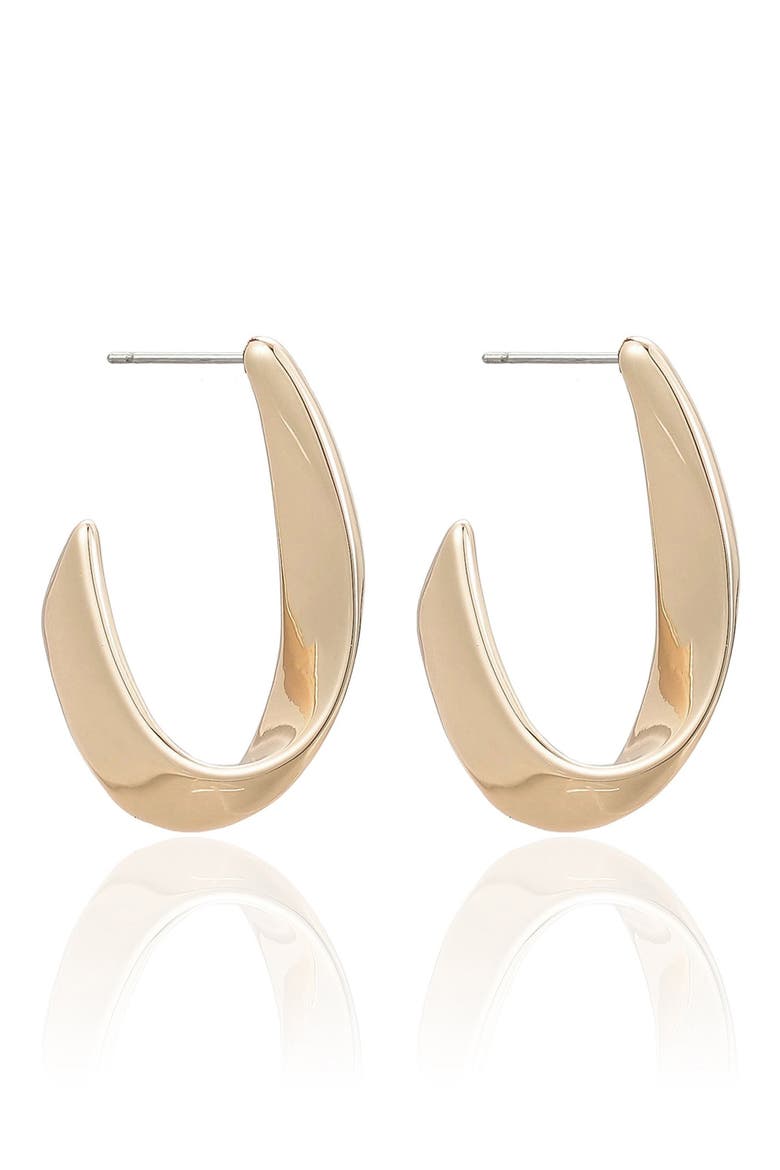 Ribbon Hoop Earrings, Alternate, color, GOLD