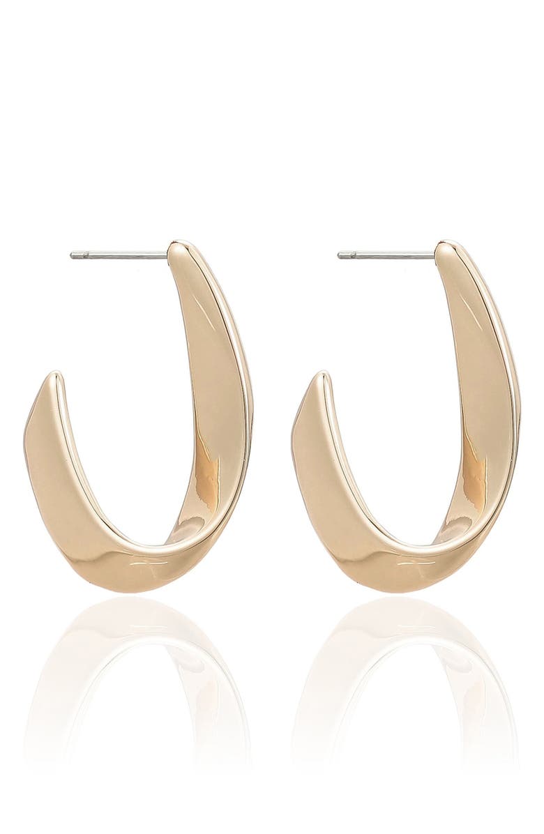 Ettika Ribbon Hoop Earrings, Alternate, color, Gold