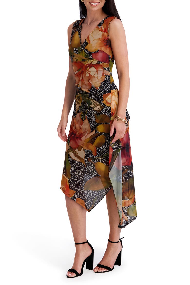 Asymmetric Hem Mesh Dress, Alternate, color, MULTI FLORAL
