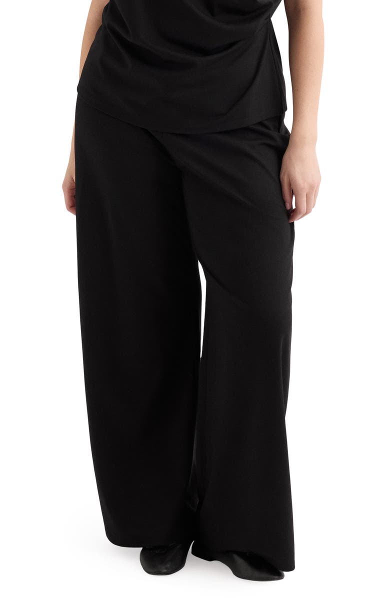 MANGO Pull-On Straight Leg Pants, Alternate, color, Black