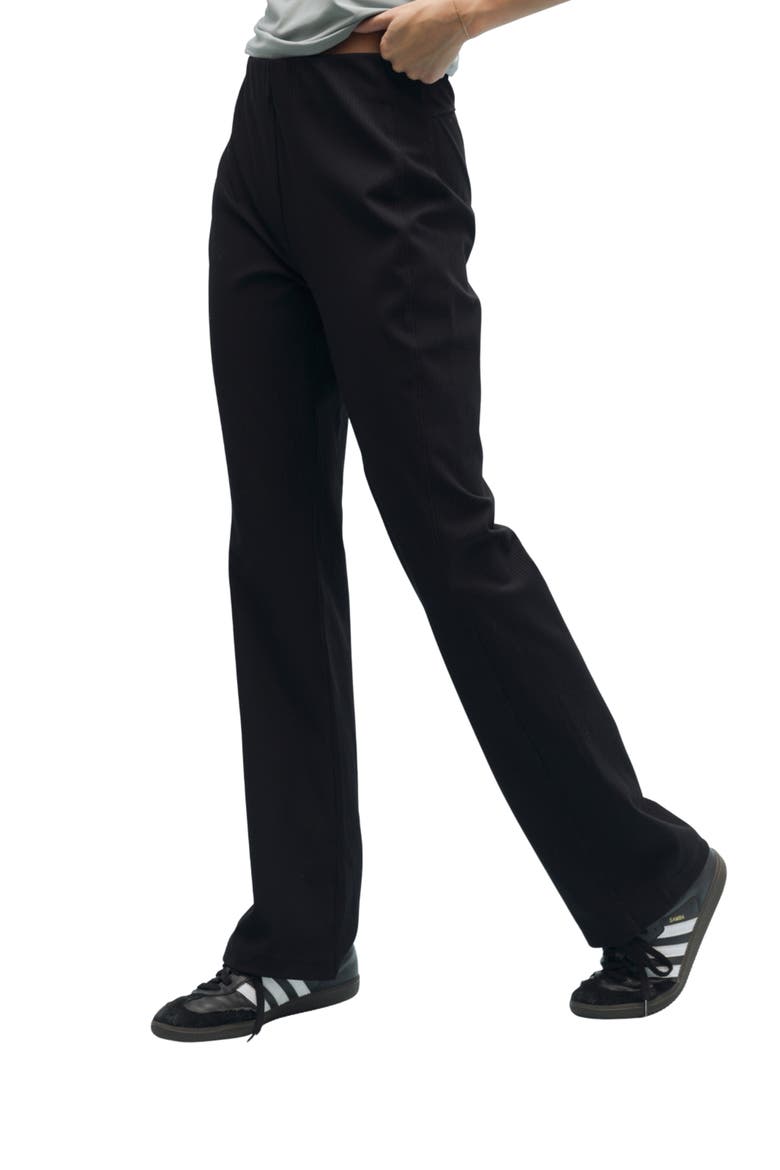 Rib Knit Pants, Alternate, color, BLACK