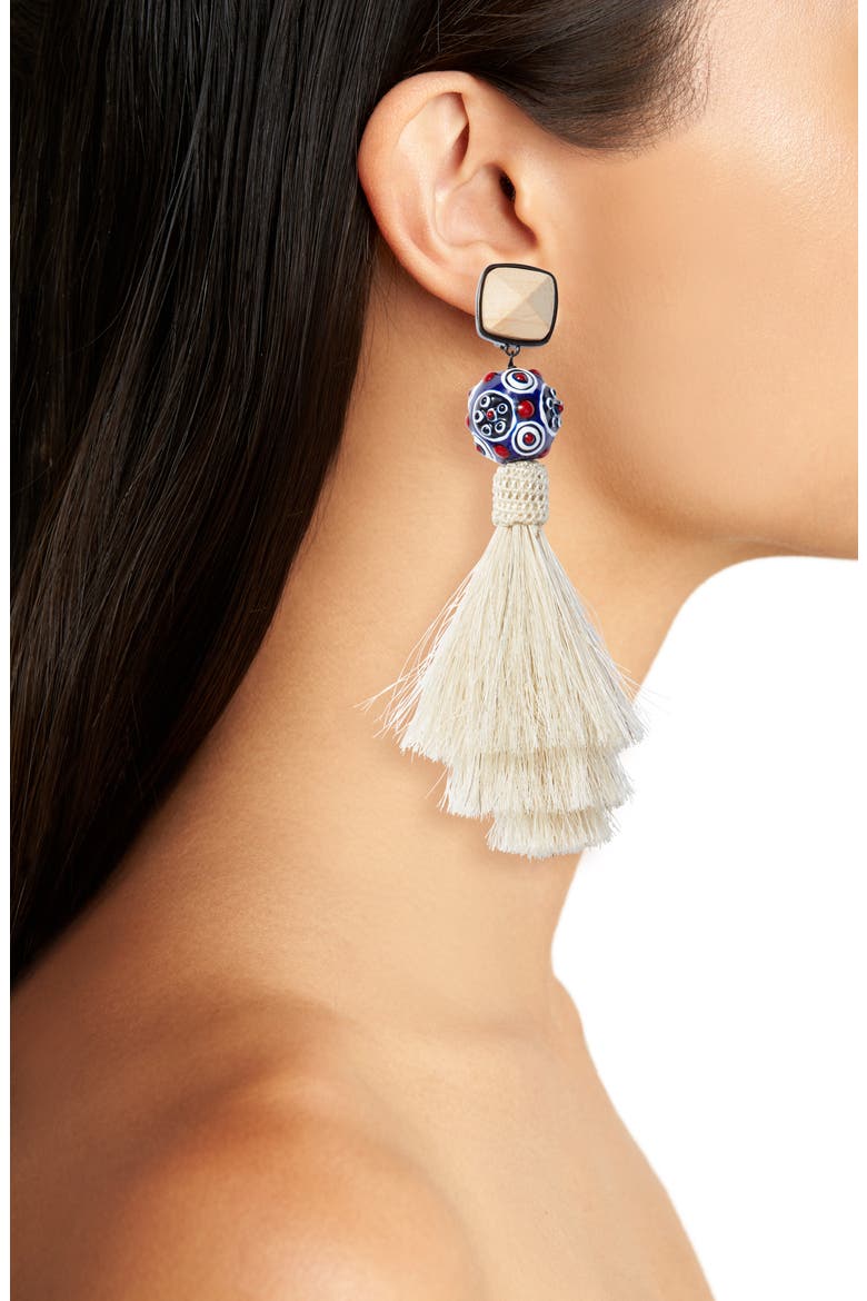 Tassel Earrings, Alternate, color, NEW IVORY