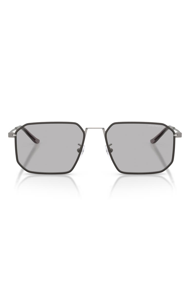 Emporio Armani 58mm Irregular Sunglasses, Main, color, Matte Gunmetal / Dark Grey
