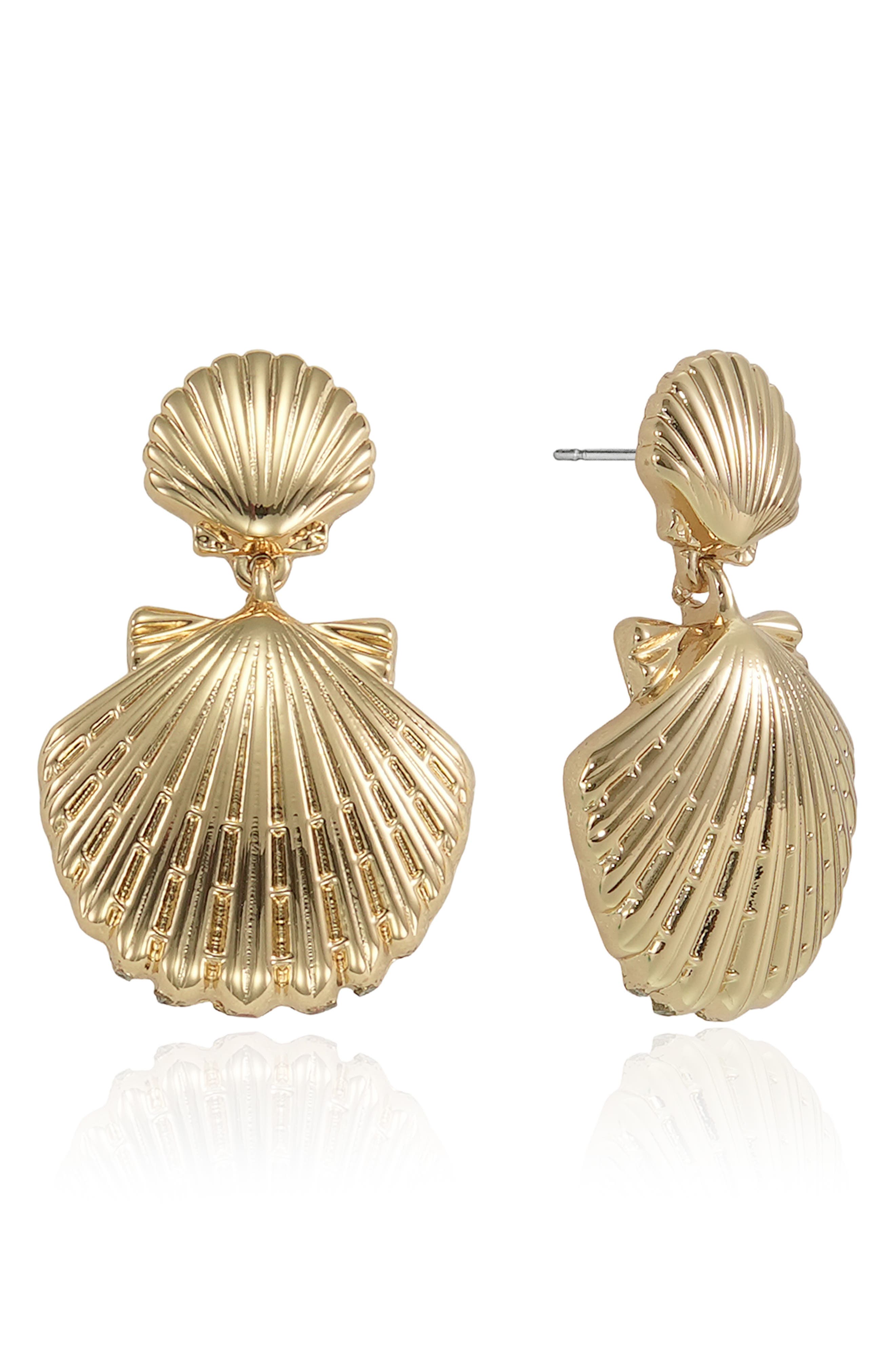 Ettika Double Scallop Shell Drop Earrings