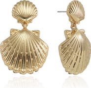 Ettika Double Scallop Shell Drop Earrings