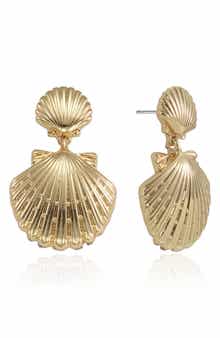 Double Scallop Shell Drop Earrings