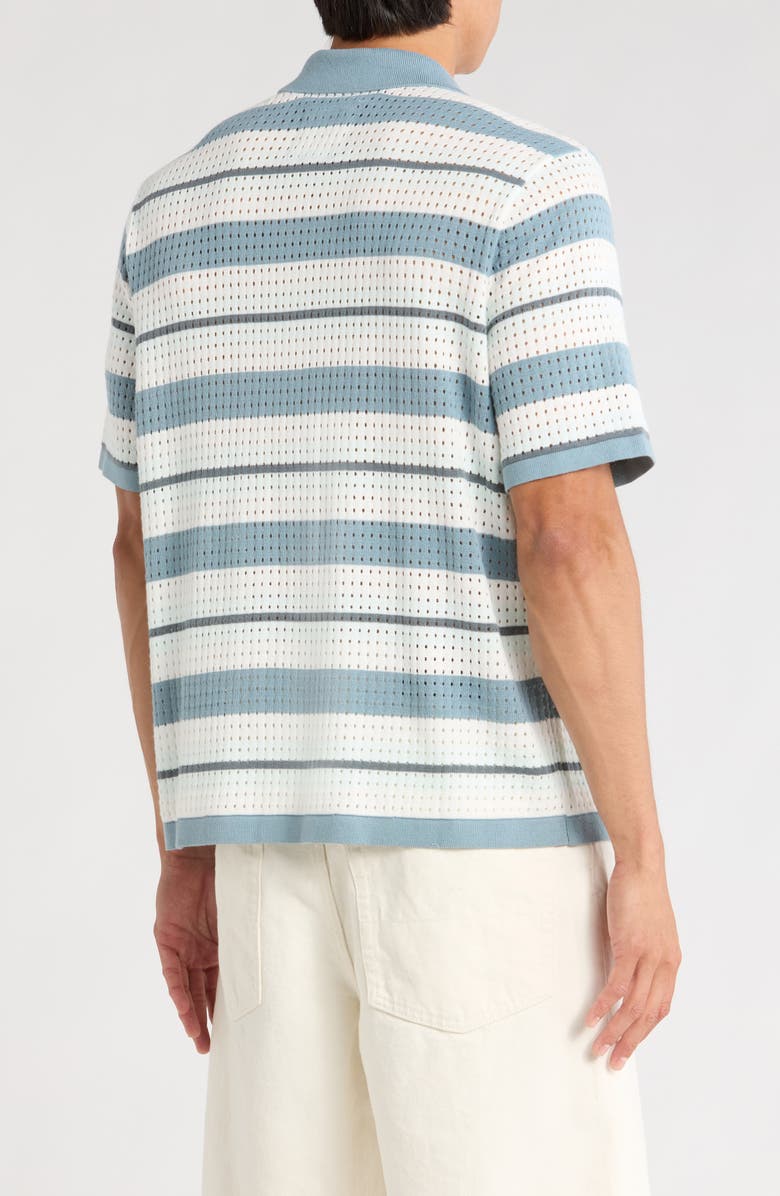Vans Feldman Stripe Openwork Knit Cotton Camp Shirt, Alternate, color, Citadel-Marshmallow