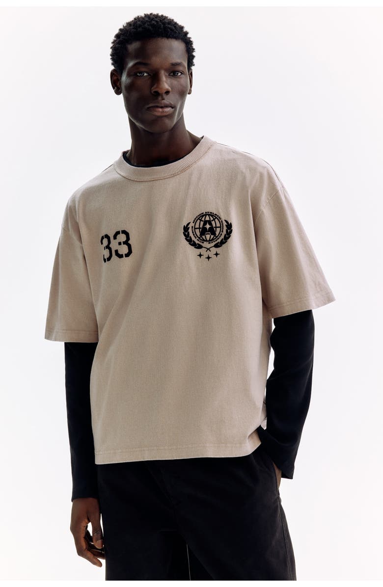 H&M Printed Loose Fit T-shirt, Alternate, color, Beige/33