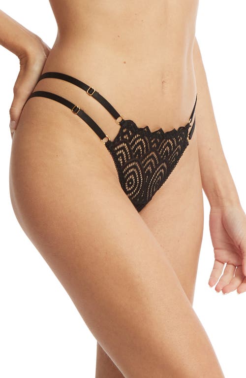 Hanky Panky Strappy Lace Thong Black In Black
