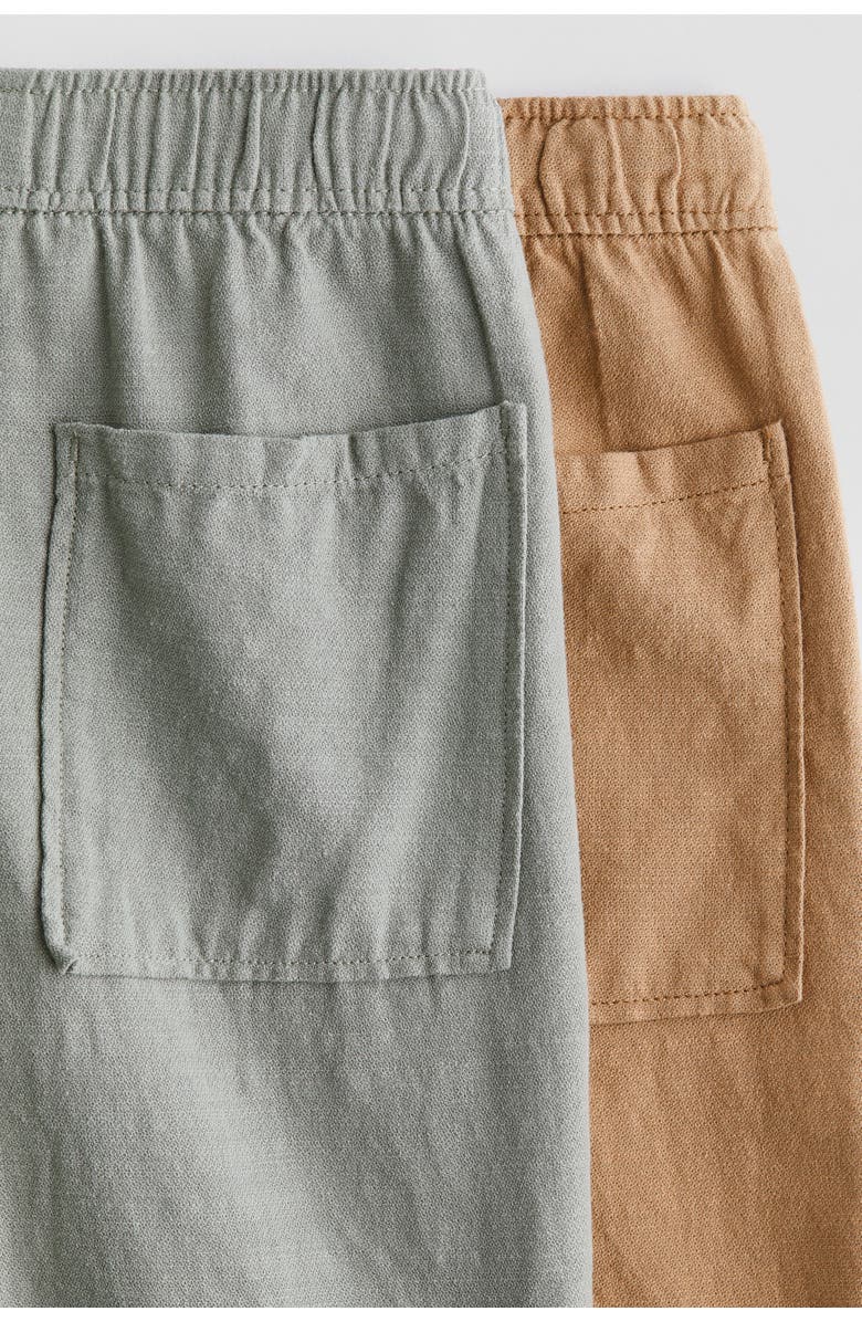 H&M 2-pack Cotton Drawstring Trousers, Alternate, color, Gray/Dark Beige