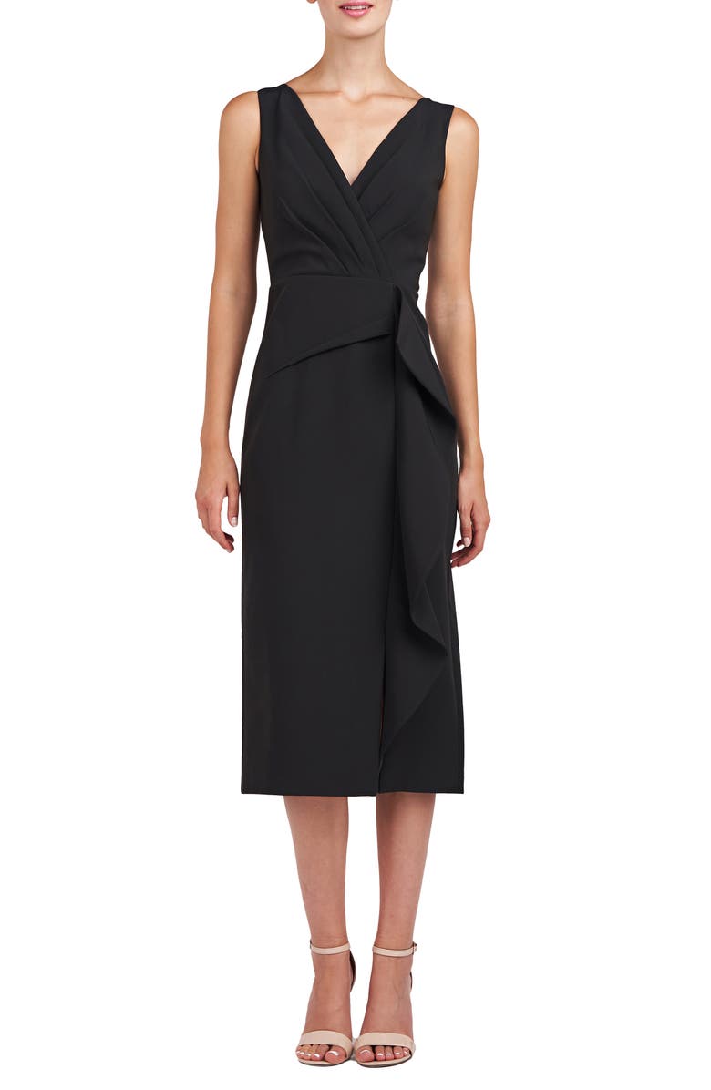 Kay Unger Brynn Ruffle Midi Sheath Dress, Main, color, 