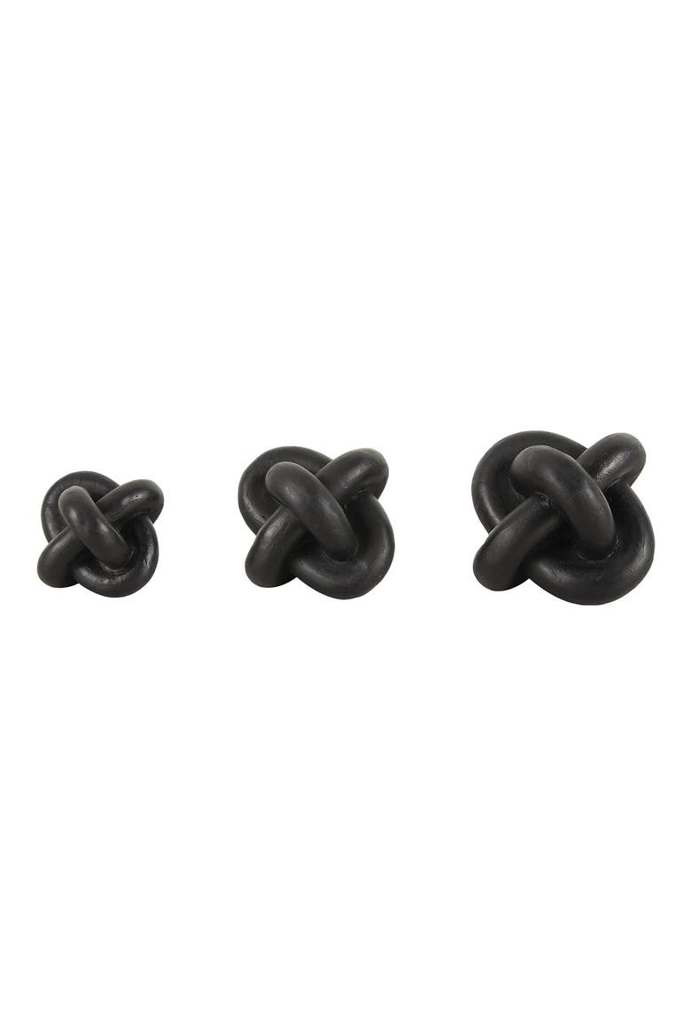 Set of 3 Modern Knot Sculptures, Alternate, color, BLACK
