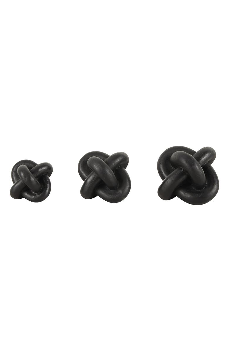 UMA Set of 3 Modern Knot Sculptures, Alternate, color, Black