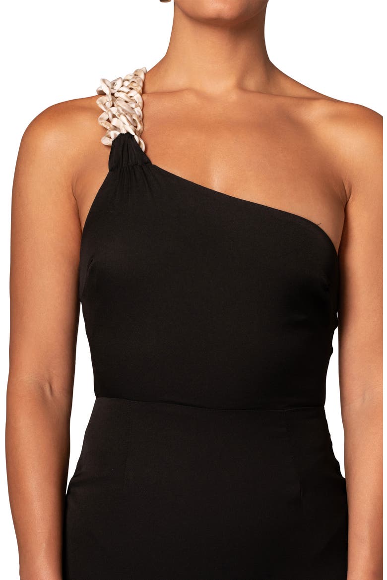 One-Shoulder Body-Con Maxi Dress, Alternate, color, BLACK