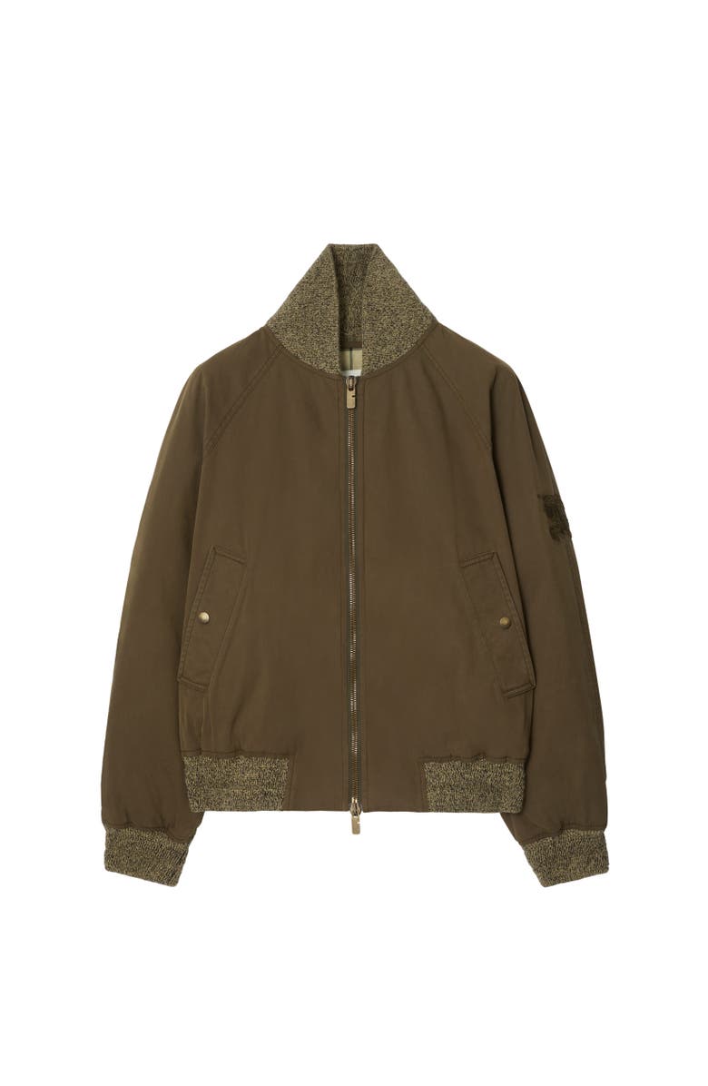 Burberry Gabardine Bomber Jacket, Alternate, color, Thorn Green