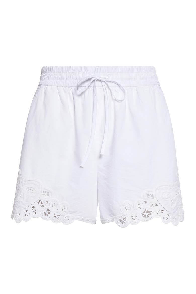 Vivaldi Embroidery Detail Cotton Drawstring Shorts, Alternate, color, WHITE