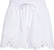 Veronica Beard Vivaldi Embroidery Detail Cotton Drawstring Shorts