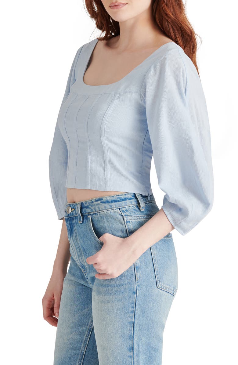 Steve Madden Shay Corset Crop Top, Alternate, color, Sky Blue