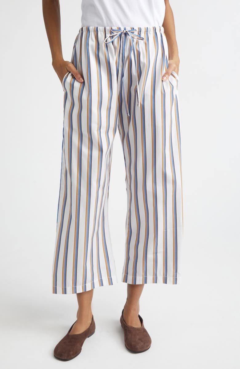 LESET Yoshi Stripe Cotton Blend Drawstring Pants, Main, color, Parch/Choco/Blue Stripe