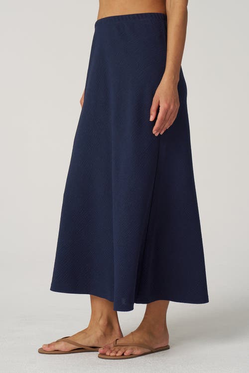 Franne Golde Textured Crepe Bias Midi Skirt